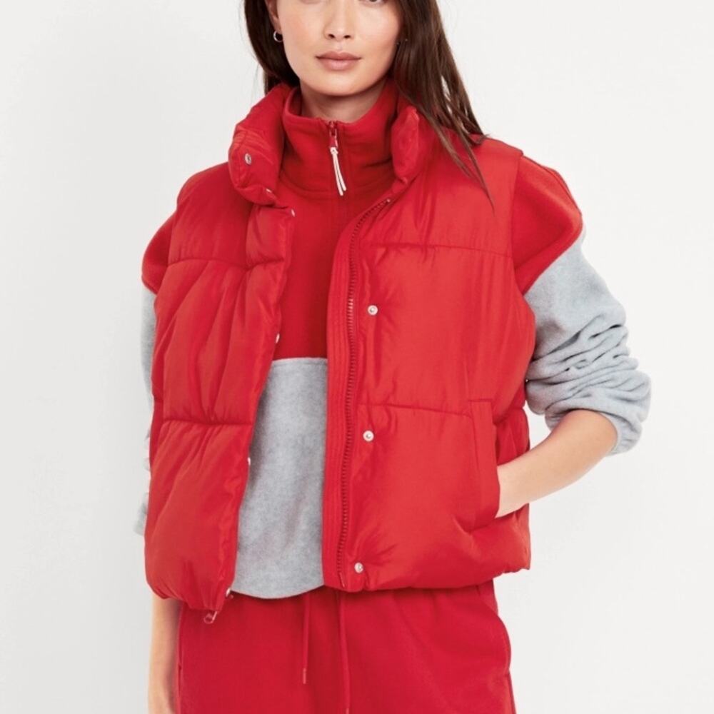 Old Navy Robbie Red Quilted Puffer Vest